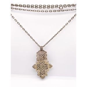 Antique Sterling Silver Hinge Pendant Necklace